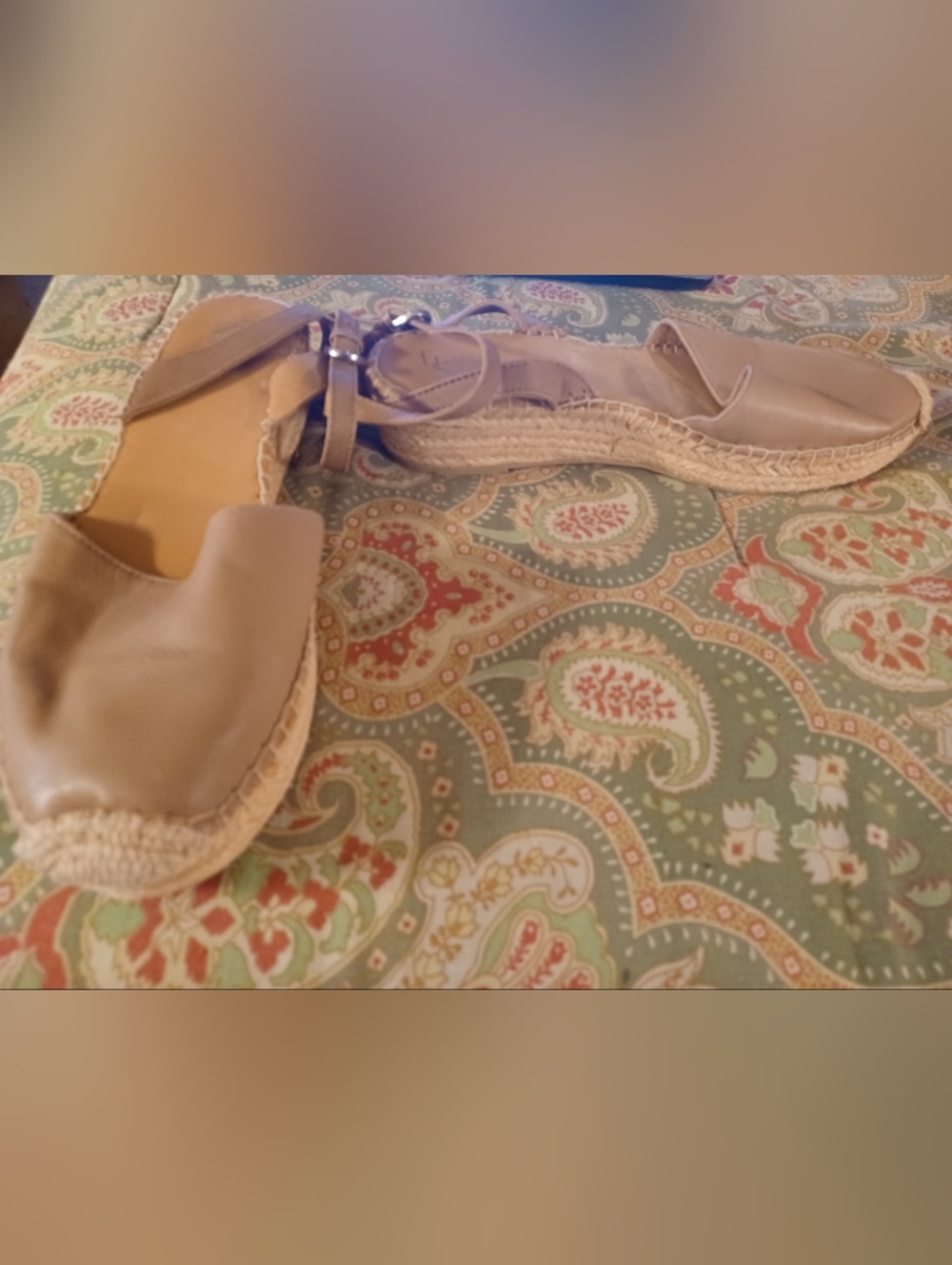 Franco Sarto 10 Tan Leather Espadrilles Shoes Wedge Heels Lariza